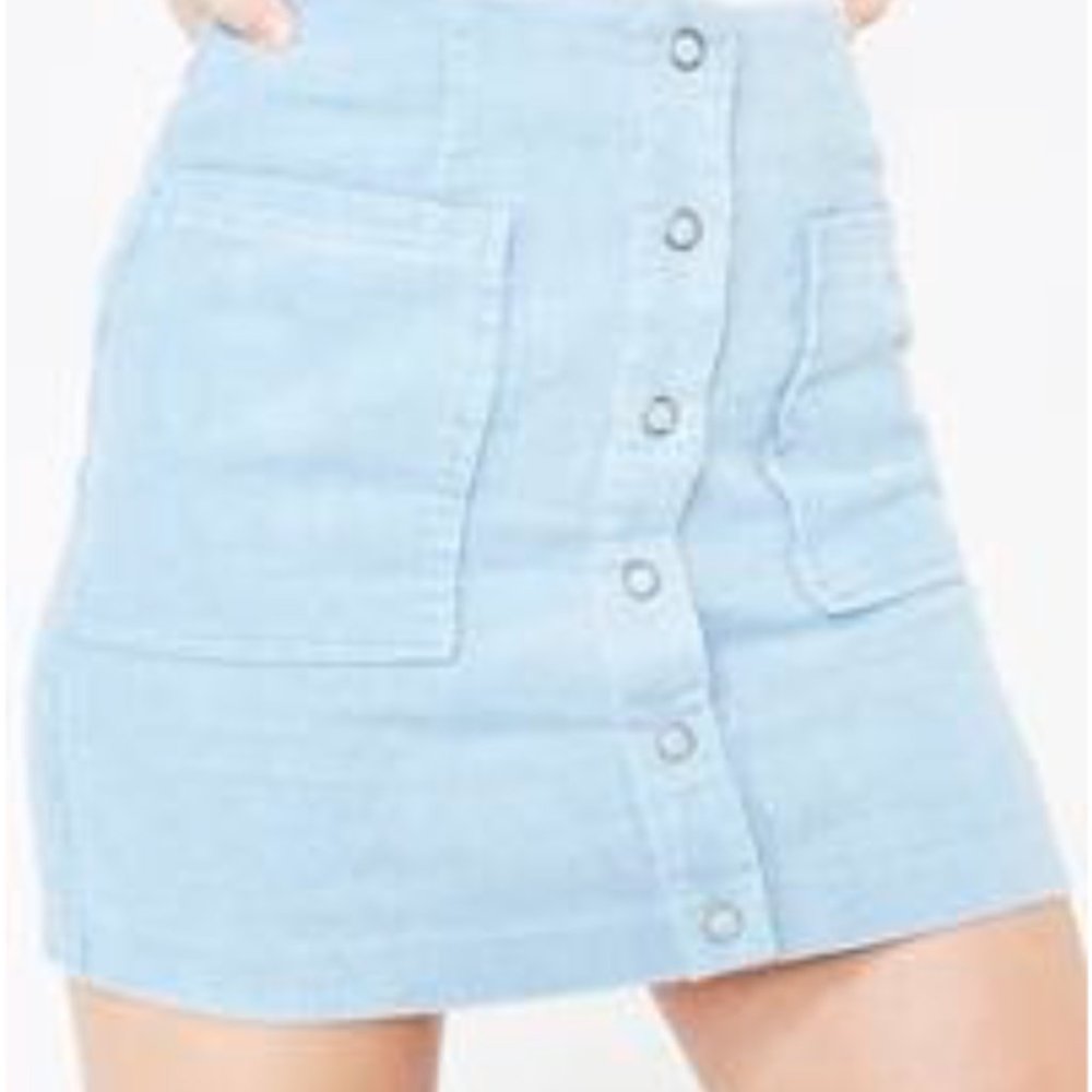 Corduroy Powder Blue Mini Skirt